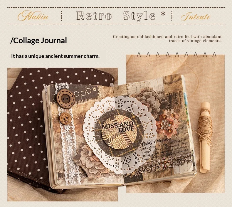 JIANWU Handmade Fabric Series Vintage Lace Flower Landscape Collage Scrapbook Material Paper Creative Junk Journal Stationery