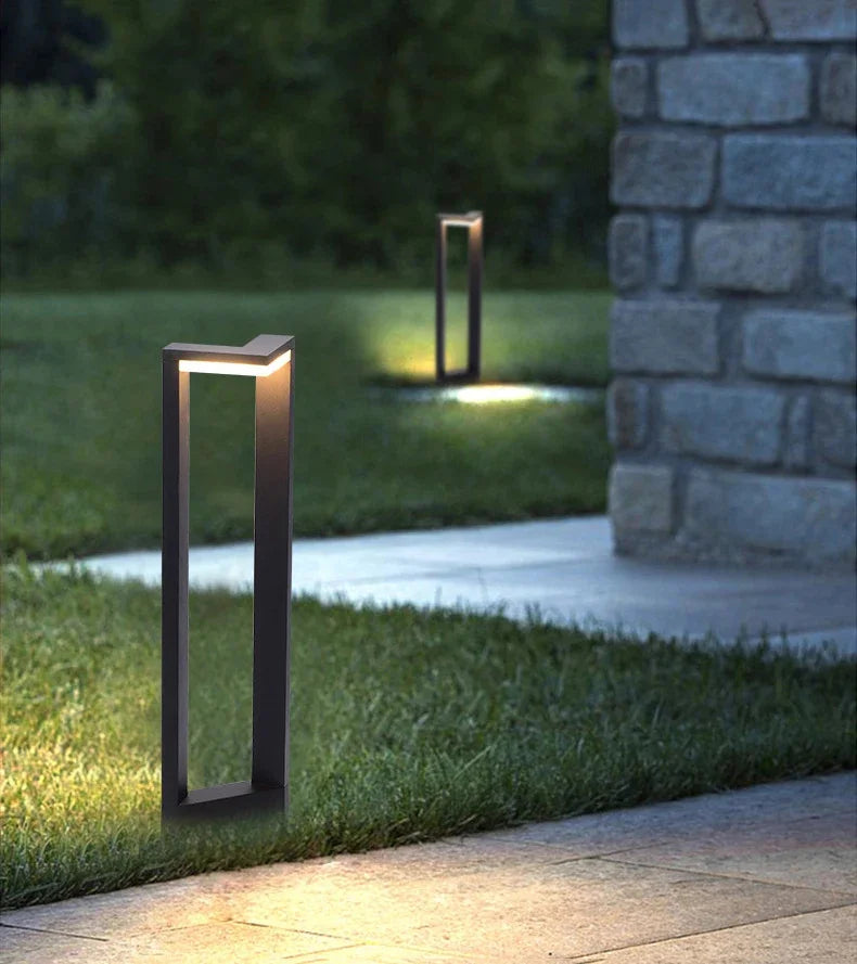 LED 12W Outdoor Landscape Path Lights Black IP65 Waterproof Lawn Post Light Fixture for Lawn Patio Courtyard Driveway Decoration