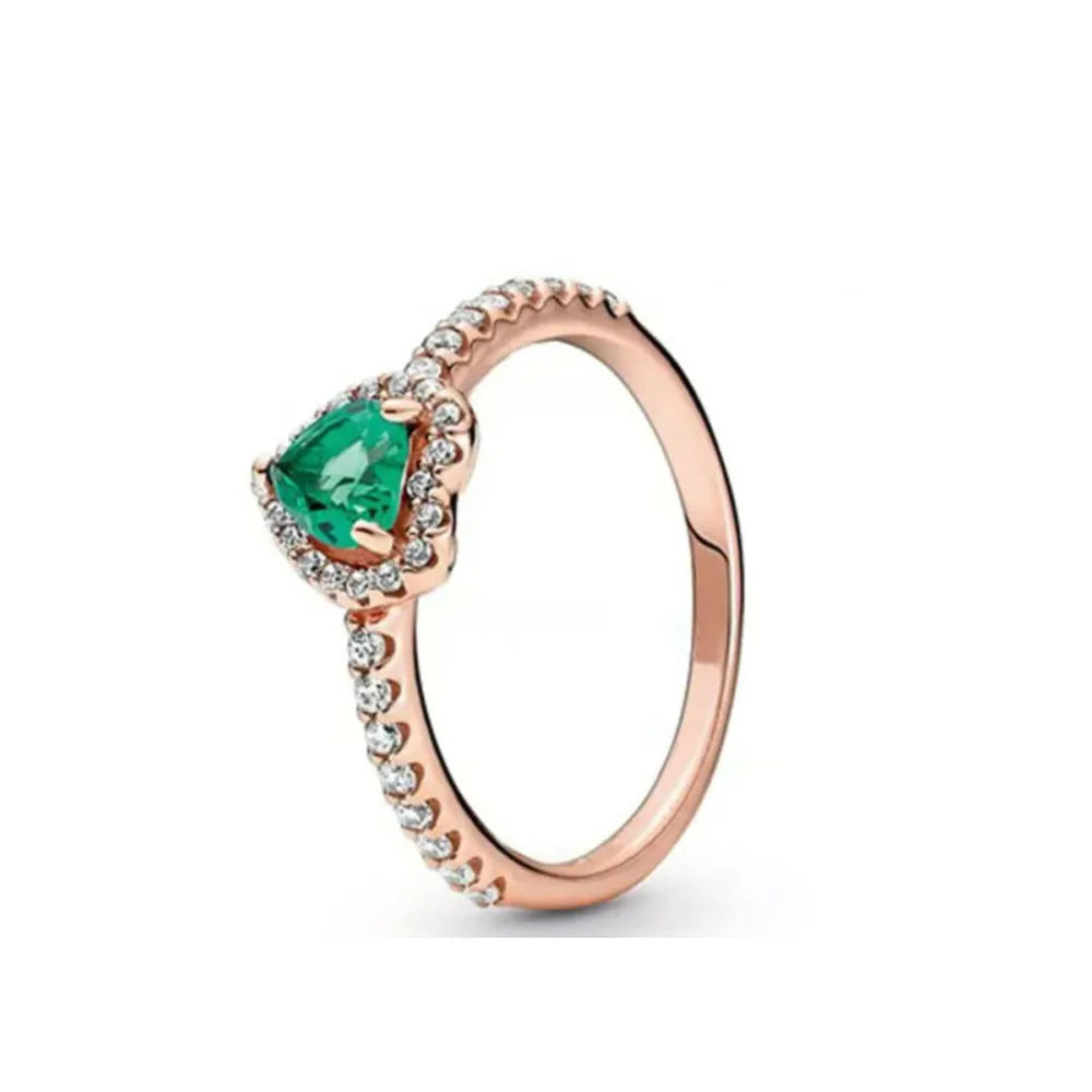 Hot Sale 925 Sterling Silver Red Pink Blue Green Heart Stone Snowflake Daisy Ring Trinkets Rings Wedding Fashion  Jewelry Women