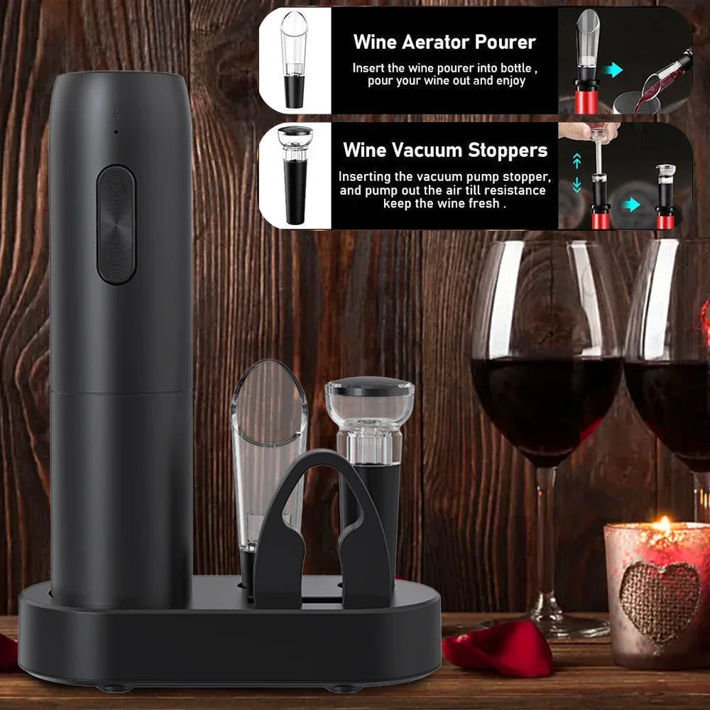Electric Wine Opener USB Rechargeable Automatic Large Battery Powered Effortless Bottle Opener For Kitchen BarTools Party Gift