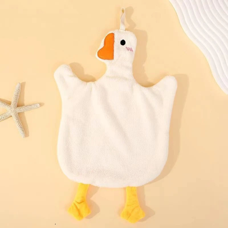 Cute Cartoon Big Goose Hanging Hand Towel Super Absorbent Quick Dry Wipe Cloth Soft Hanging Towel For Kitchen Bathroom Washroom