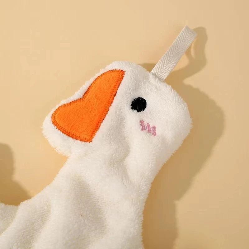 Cute Cartoon Big Goose Hanging Hand Towel Super Absorbent Quick Dry Wipe Cloth Soft Hanging Towel For Kitchen Bathroom Washroom