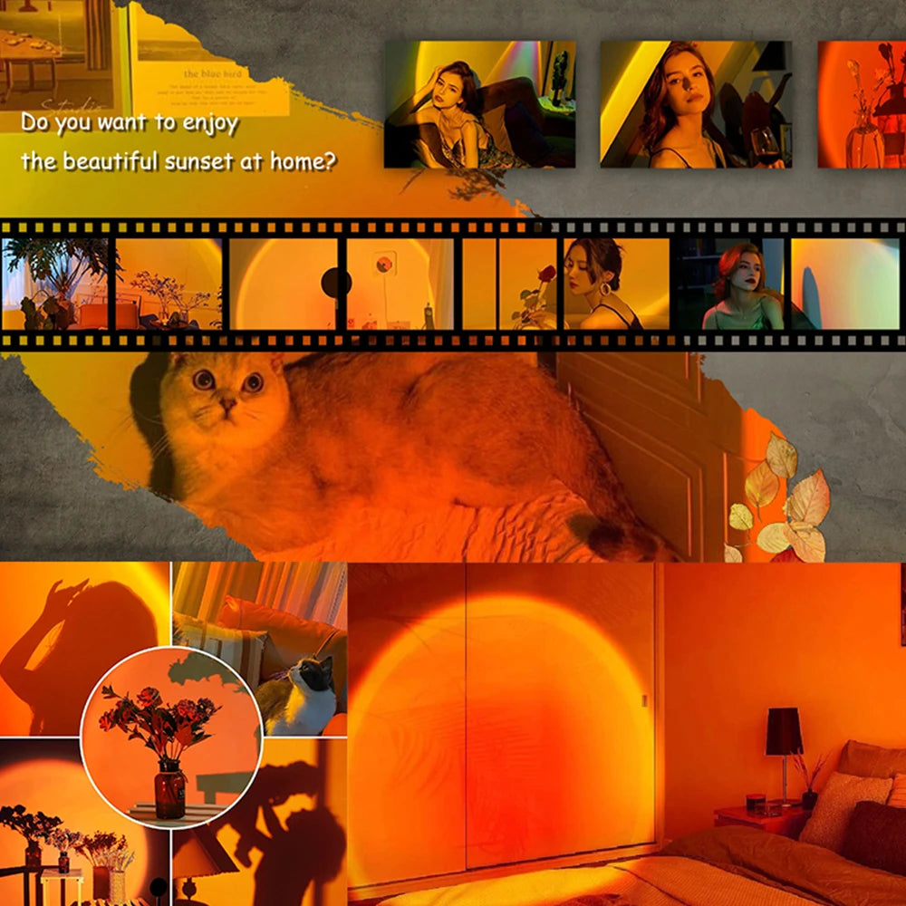 USB 5V Tuya Smart Sunset Lamp Night Light Sunset Projector Smart Life APP Remote Led Lights Room Decoration Photography  Gift