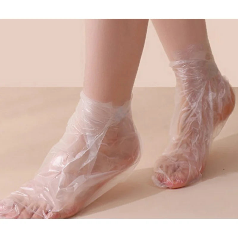 100/200Pcs Disposable Foot Moisturizing Socks Transprent Foot Bags PE Foot SPA Covers Callus Remover Feet Care Pedicure Tools