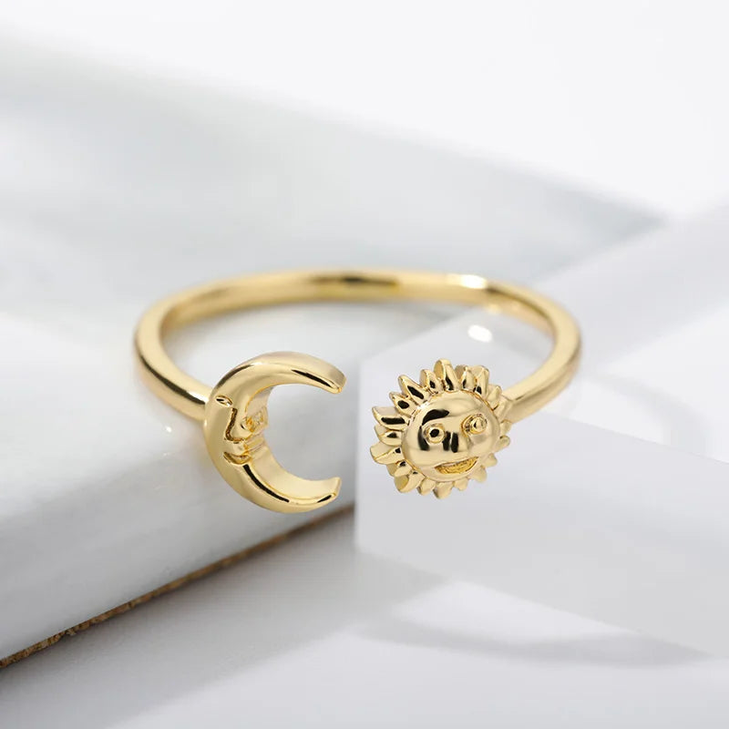 Trend Opal Finger Rings For Women Stainless Steel Adjustable Couple Geometric Open Ring Handmade Aesthetic Jewelry Gift Anillos