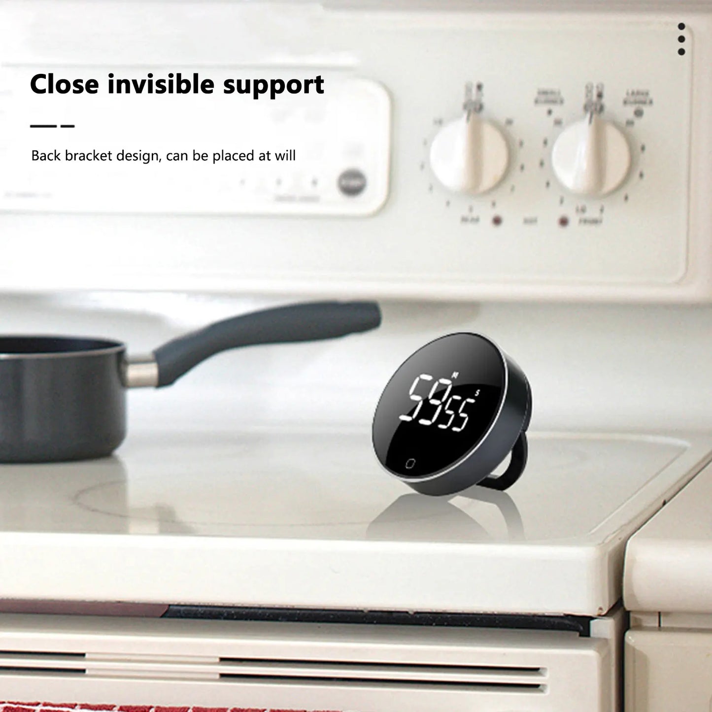 LED Digital Rotary Timer USB Rechargeable Magnetic Baking Countdown Reminder 3-Level Volume Back Bracket Design Kitchen Gadgets