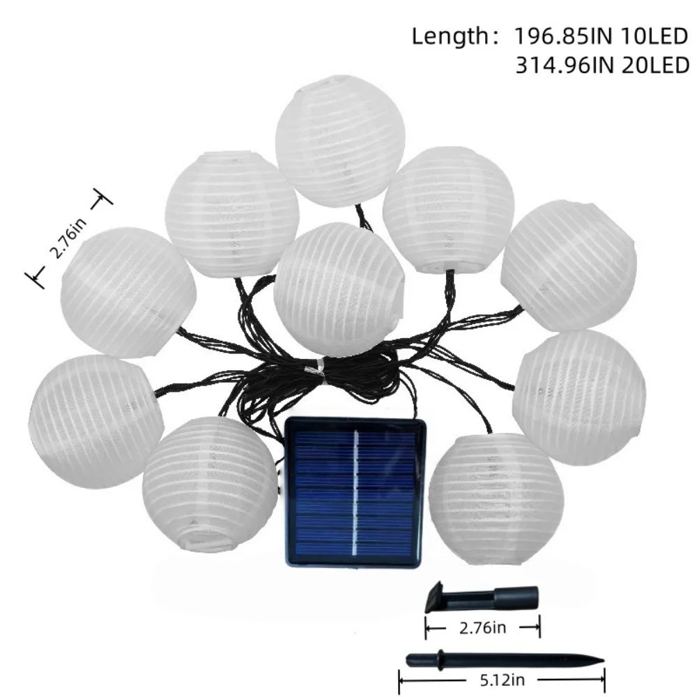 10/20LED Outdoor Solar Lantern Light String IP65 Waterproof Lights for Camping Gazebo Porch Backyard Evening Party Mood Lighting