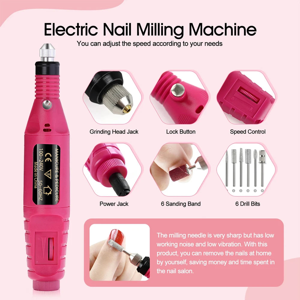 Electric Nail Sander Set Nail Drill Machine Grinding Equipment Milling Cutter For Manicure Pedicure Strong Polishing Tools