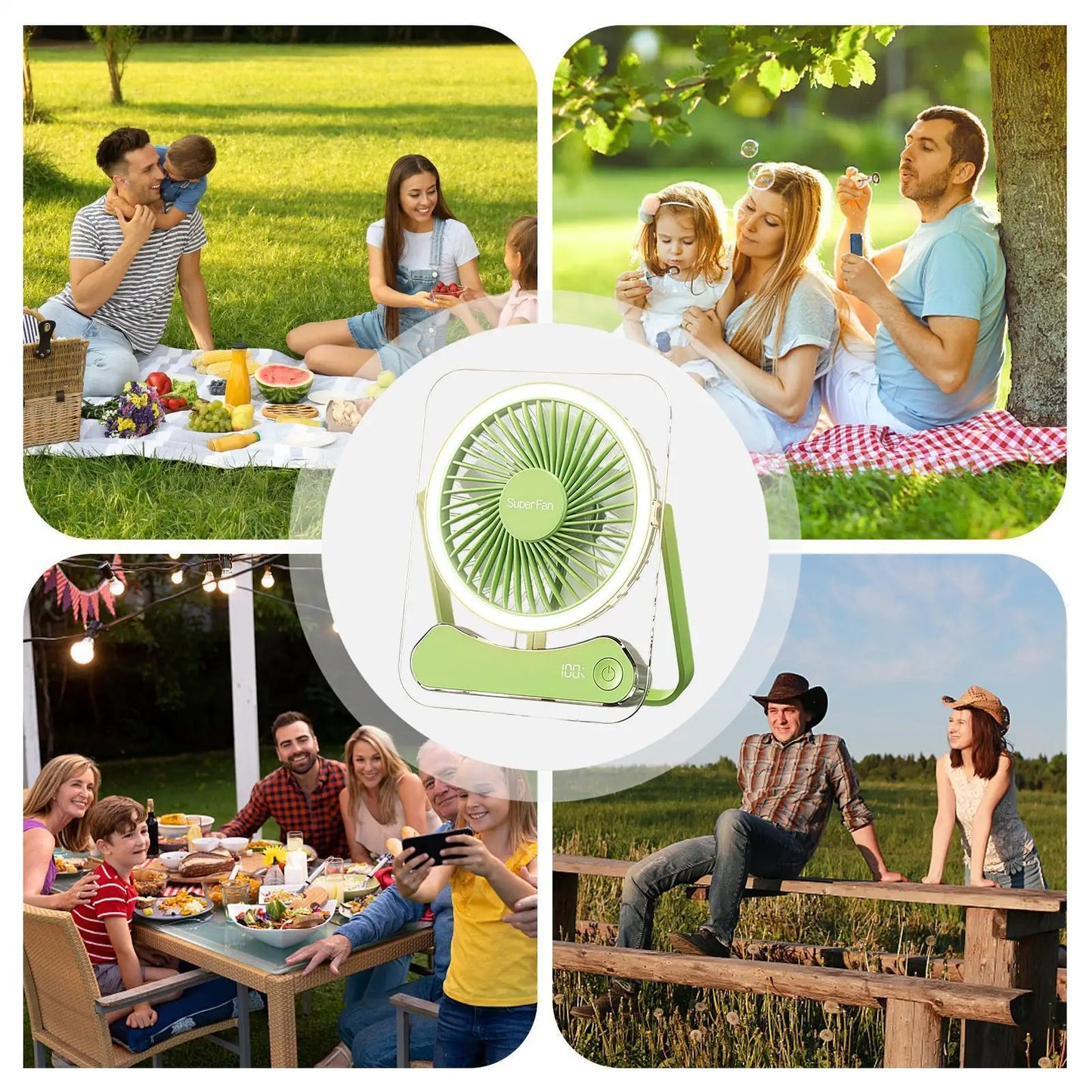 Travel Fan For Sleeping Long Lasting 5 Speeds Foldable LED Lights Device Portable Fan USB Rechargeable For Home Office Bedroom
