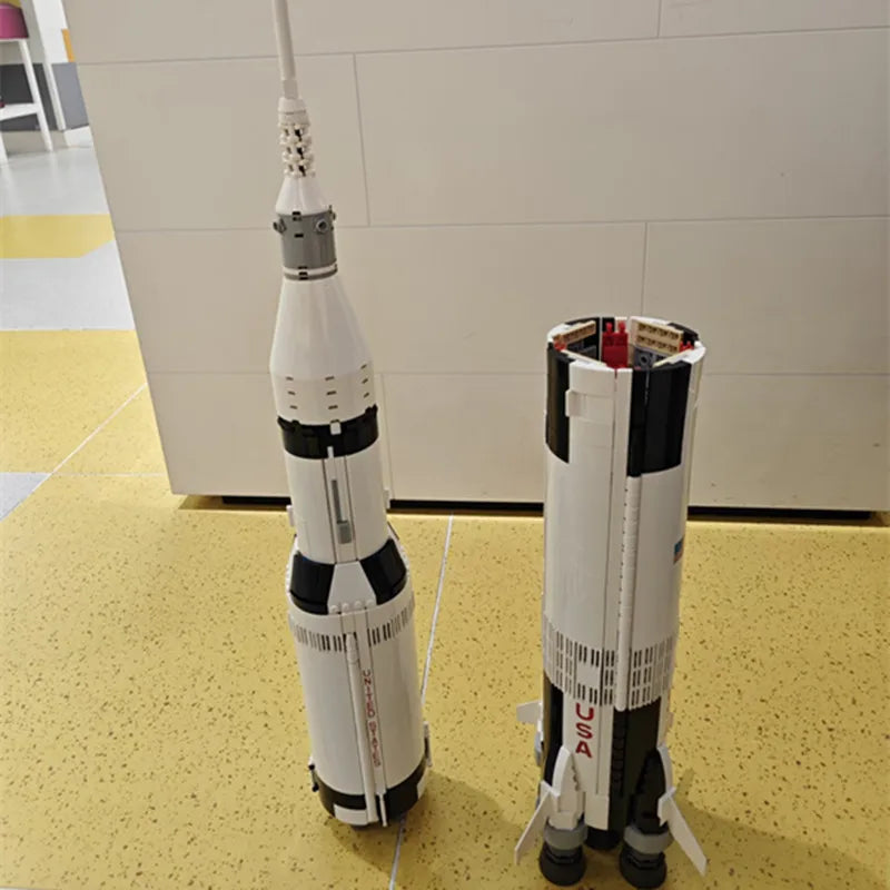 1969 pieces Apollo Saturn 5 Model Building Blocks Space Rocket Series Set Assembled Toys Children's Educational Birthday Gifts