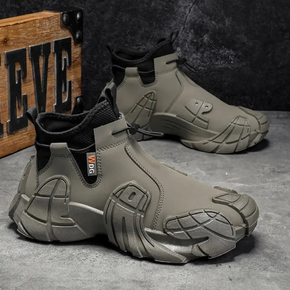 2025 New Men's High - top Shoes for Autumn - Anti - slip Waterproof  Side - zipper Work Shoes for Construction Site