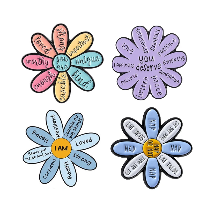 3-7pcs/sets Cartoon Anime Middle Finger Rude Cat Enamel Pins Low Battery Daisy Flower Brooches Backpack Lapel Badge Jewelry Gift