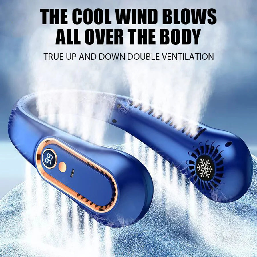 5 Speeds Neck Fan, LED Display, 360° Airflow, Quiet Portable USB Wearable Fan for Travel Office Home