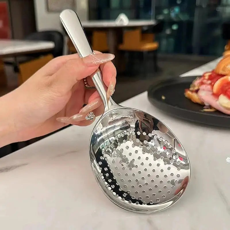 Heavy-Duty Home Kitchen Ladle - Stainless Steel Serving Spoon with Drain Hole,Heat-Resistant Handle -Multipurpose Scoop