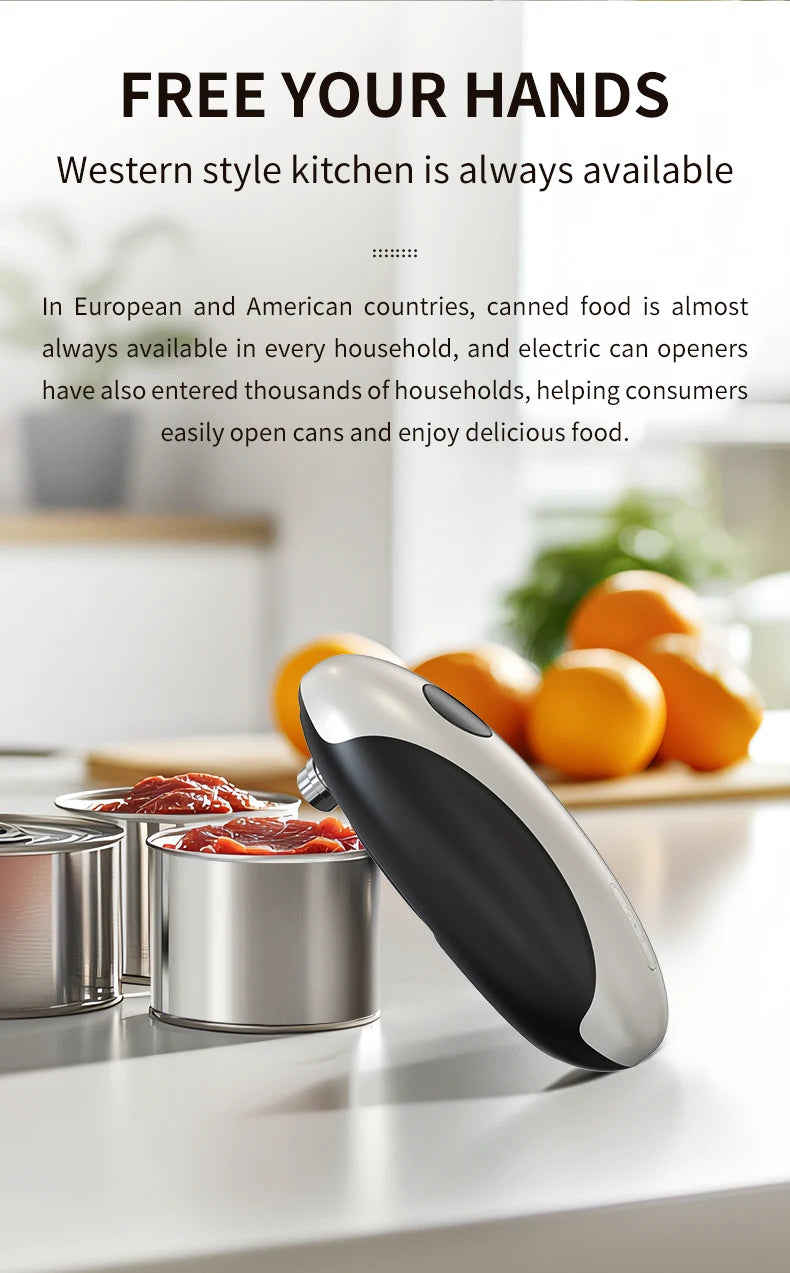 Compact Automatic Electric Can Opener One Touch Portable Kitchen Tool for Jar & Bottle Easy Storage Can Opener Rechargeable