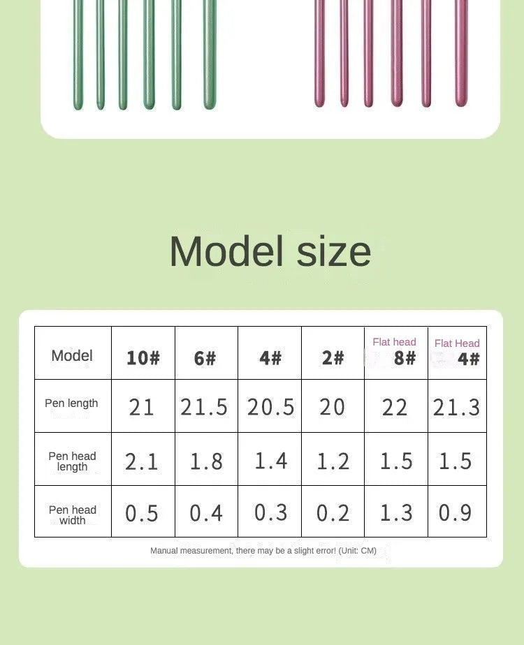 Watercolor Brush Set Pointed Round Flat Head Soft Hair Beginner's Art Student Hand Drawn Watercolor Nylon Painting Material