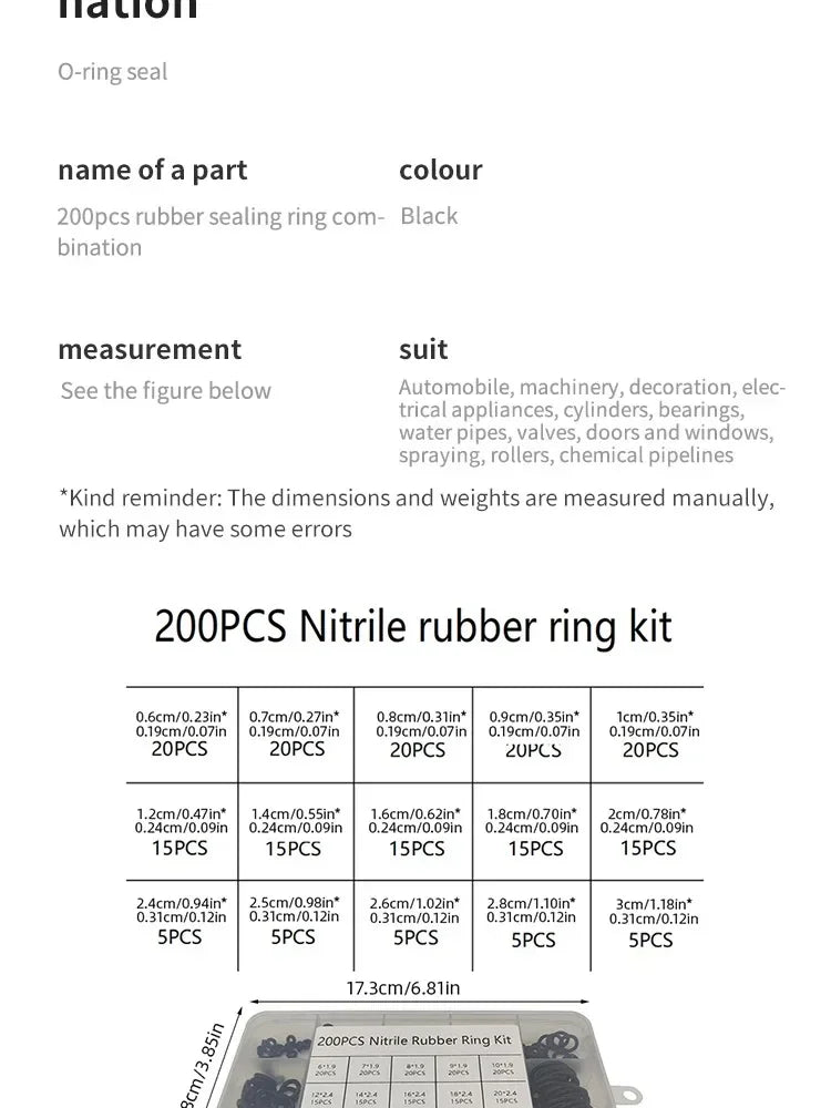Rubber O Ring Set Gaskets Seal Nitrile Rubber Bands High Pressure O-Rings Repair Kit Sealing Elastic Band O Rubber Rings