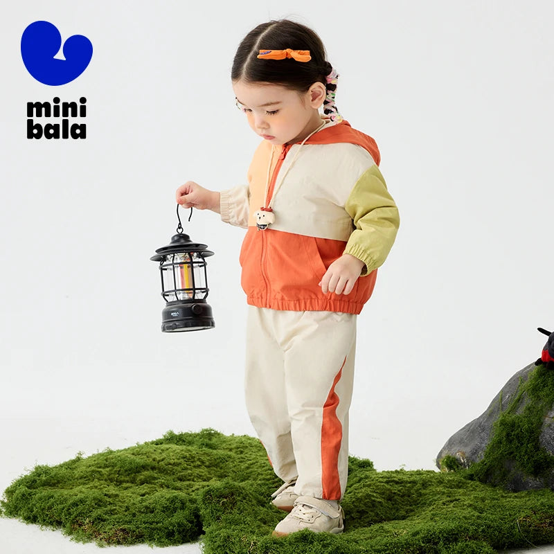 Mini Bala Unisex Kids Outdoor Long Sleeve Set 2025 New Full Comfortable Hooded Top-and-Long Trousers