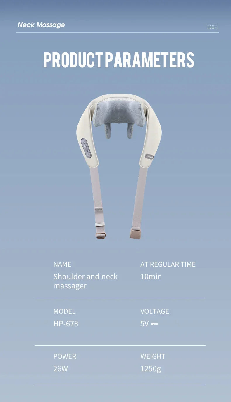 Wireless Neck And Back Massager Shoulder Kneading Massage Shawl Cervical Relaxing Trapezius Massager