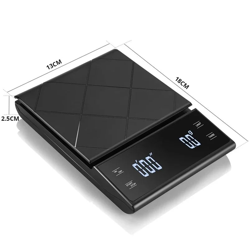 3kg/0.01g Precision Kitchen Scale with Timer-Digital Food Scale for Baking, Cooking&Coffee Brewing (LCD Display, Home Chef Tool)
