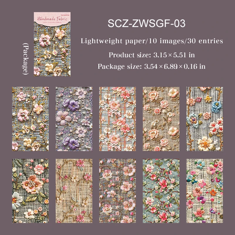 JIANWU Handmade Fabric Series Vintage Lace Flower Landscape Collage Scrapbook Material Paper Creative Junk Journal Stationery