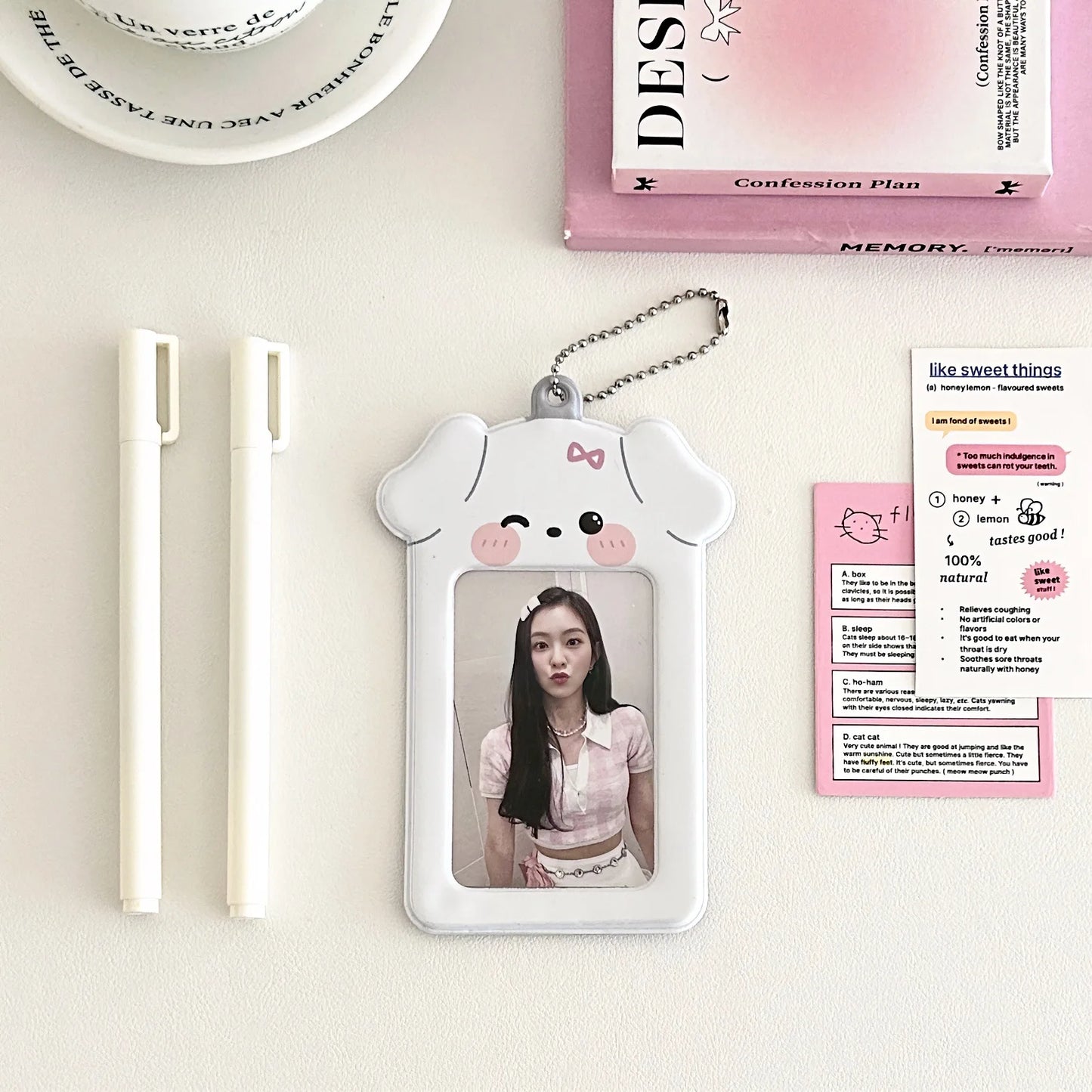 Ins Style Cartoon Puppy Photocard Holder with Keychains Cute 3inch Cards Protect Sleeves for Students