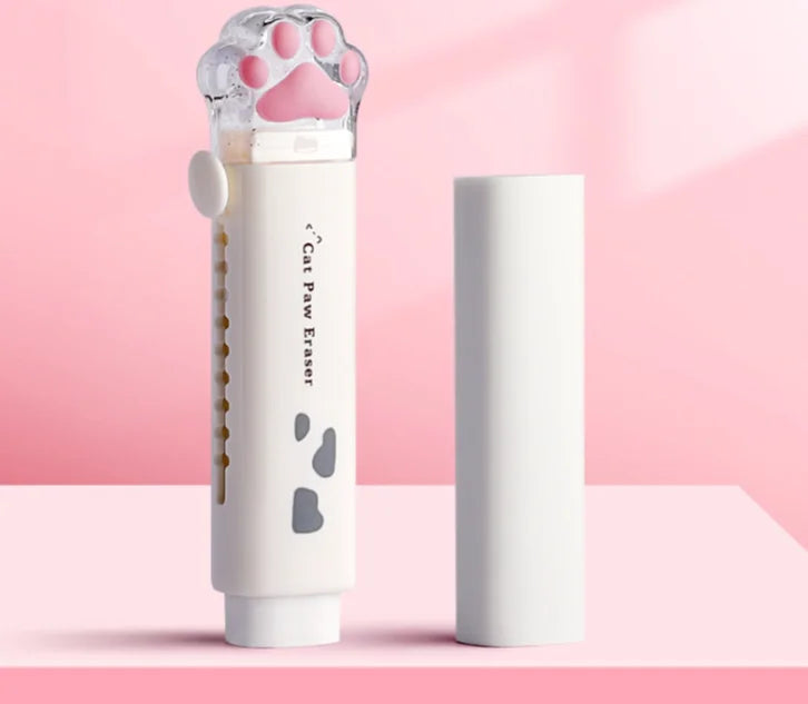 Eraser with retractable push-pull design, creative cartoon cat claw shape, student-specific stationery, portable eraser