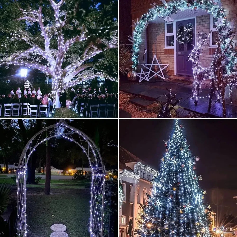 Solar Light String - 1 Set Outdoor Waterproof 8-Mode Copper Wire Fairy Lights for Garden & Christmas