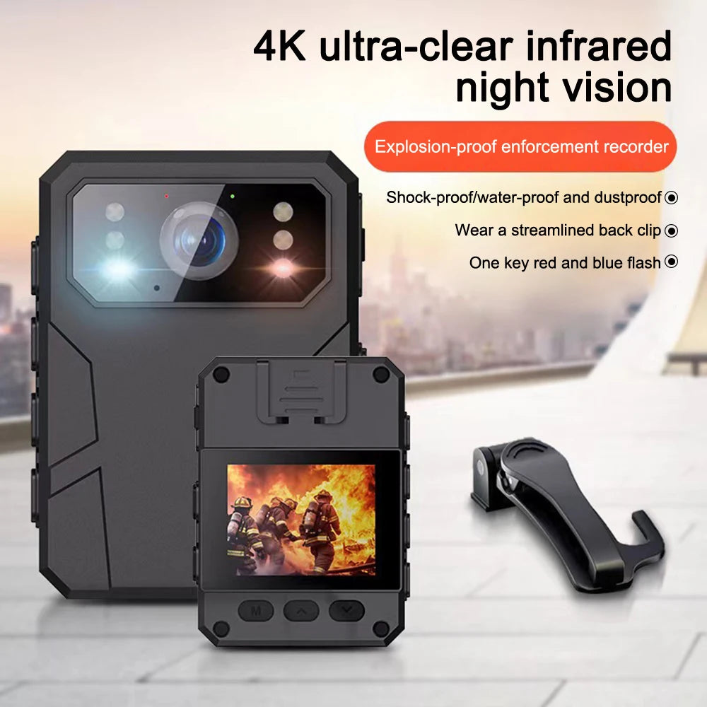 1080P 4K Camera Outdoor Law Enforcement Recorder Mini Camera With High-Definition Screen, High-Definition Black Bodycam