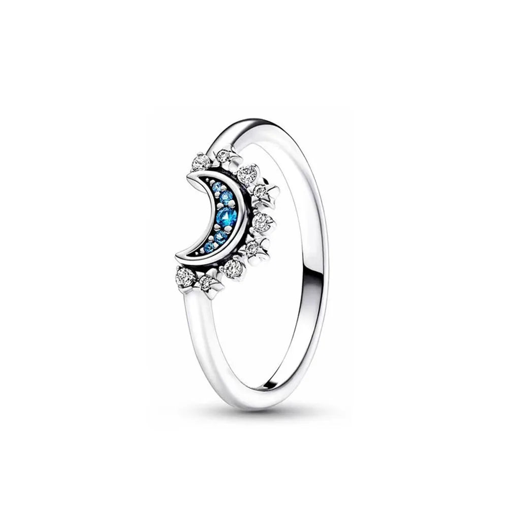 Hot Sale 925 Sterling Silver Red Pink Blue Green Heart Stone Snowflake Daisy Ring Trinkets Rings Wedding Fashion  Jewelry Women