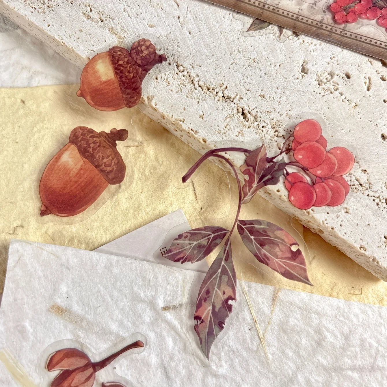40 sheets Autumn Leaf Mushroom Theme Stickers pack Journal Diy Scrapbooking Supplies Diary Album Aesthetic Stationery Sticker