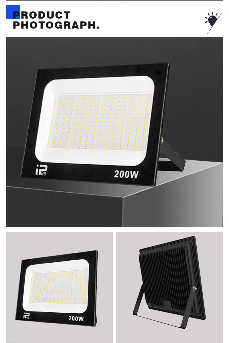 LED Floodlight Outdoor IP66 Waterproof Path Light Spotlight 10W 20W 30W 50W 100W 200W Outdoor Garden Porch Courtyard Lamp AC220V