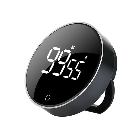 LED Digital Rotary Timer USB Rechargeable Magnetic Baking Countdown Reminder 3-Level Volume Back Bracket Design Kitchen Gadgets