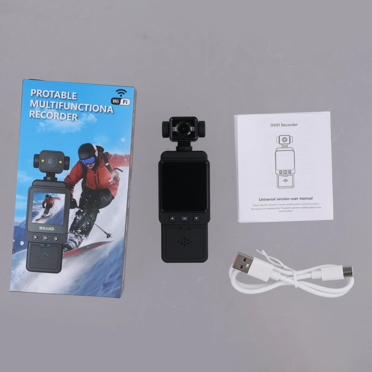 Inefala 1080P Sports Pocket Camera 1.54" Mini Lens 180° Rotatable WiFi Wireless Video Recorder 5hours Endurance Motion Camera
