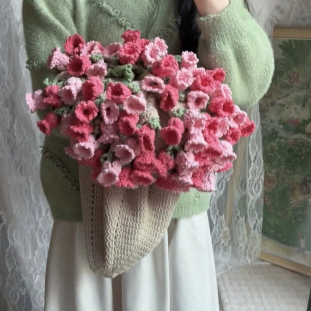 Creative Crochet Rose Bouquet Blanket Fashion Finished Rose Nap Blanket Soft Flower Hugging Blanket Valentine's Day Blanket