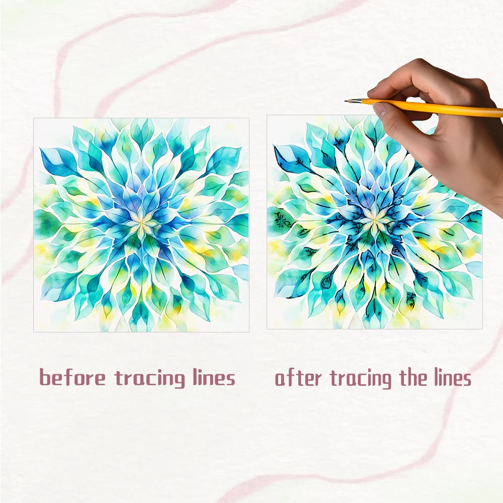 1pc Symmetrical Reverse Coloring Book,Five-Color Mandala 30 Sheets Thickened 100gsm,Relaxing Creative Line Activities,Ideal Gift