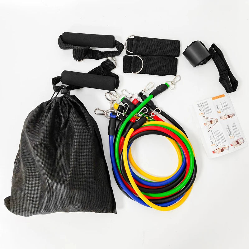 11pcs 100/150LB Resistance Bands Set, Portable Fitness Equipment,Strength Training Bands for Home Gym,Workout Excercise Band