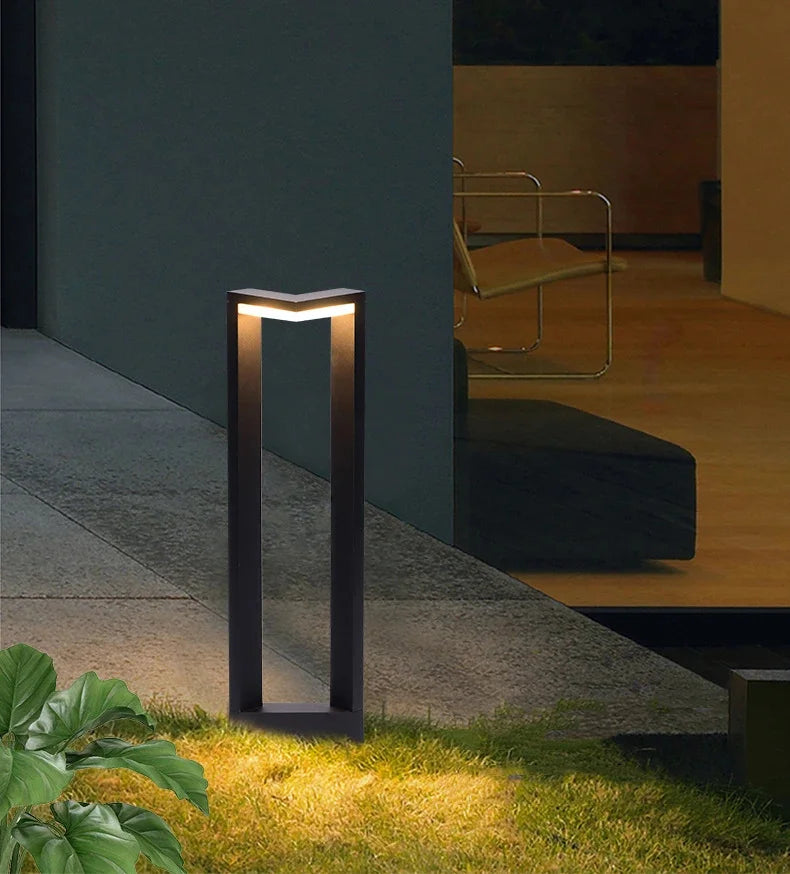 LED 12W Outdoor Landscape Path Lights Black IP65 Waterproof Lawn Post Light Fixture for Lawn Patio Courtyard Driveway Decoration