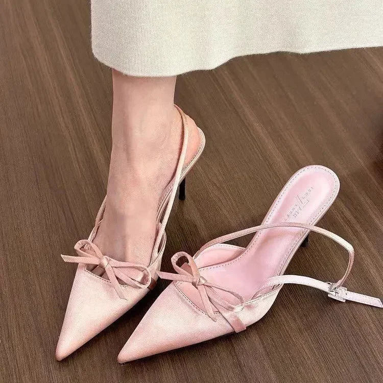 Pointy Single-shoe Women 2025 New Spring Stiletto Sandals French with Skirt Temperament Pink High Heels  Kawaii Shoes