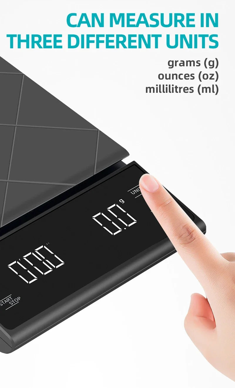 3kg/0.01g Precision Kitchen Scale with Timer-Digital Food Scale for Baking, Cooking&Coffee Brewing (LCD Display, Home Chef Tool)