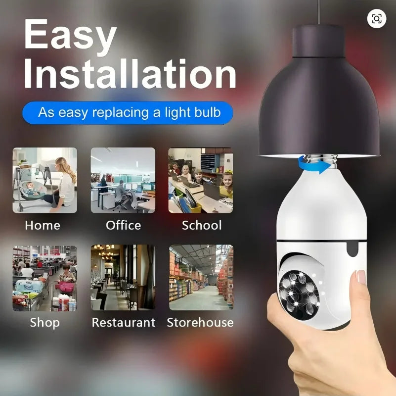 Bulb E27 Surveillance Camera Full Color Night Vision Automatic Human Tracking Zoom Indoor Security Monitor Wifi Mini IP Camera