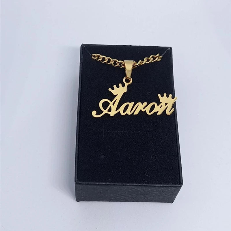 Custom Movable Big Name Pendant Necklace Stainless Steel Cuban Chain Nameplate Personalized Necklace For Women Fashion Jewelry