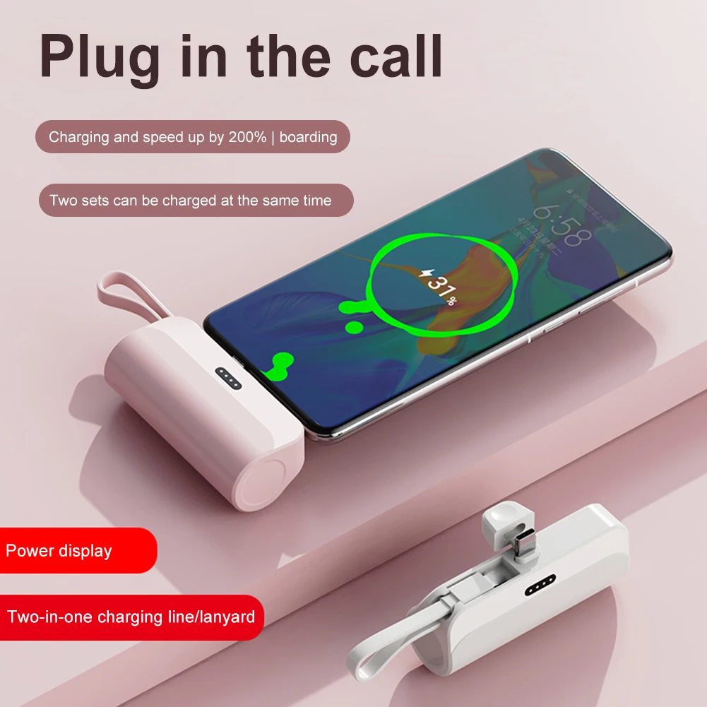 Wireless Power Bank 5000mAh Large Capacity External Battery Pack Portable Charger Plug and Play Convenient for Home Travel