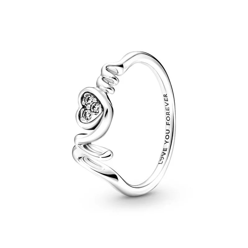 Hot Sale 925 Sterling Silver Red Pink Blue Green Heart Stone Snowflake Daisy Ring Trinkets Rings Wedding Fashion  Jewelry Women