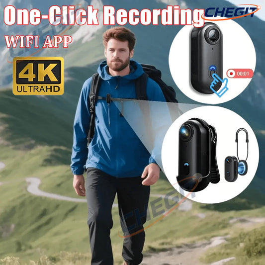 4K FHD POV Collar Cam Small Sports Camera Magnetic Necklace Pets Camcorder Mini Wireless WiFi H88 Bodycam Recording Vlog Selfie