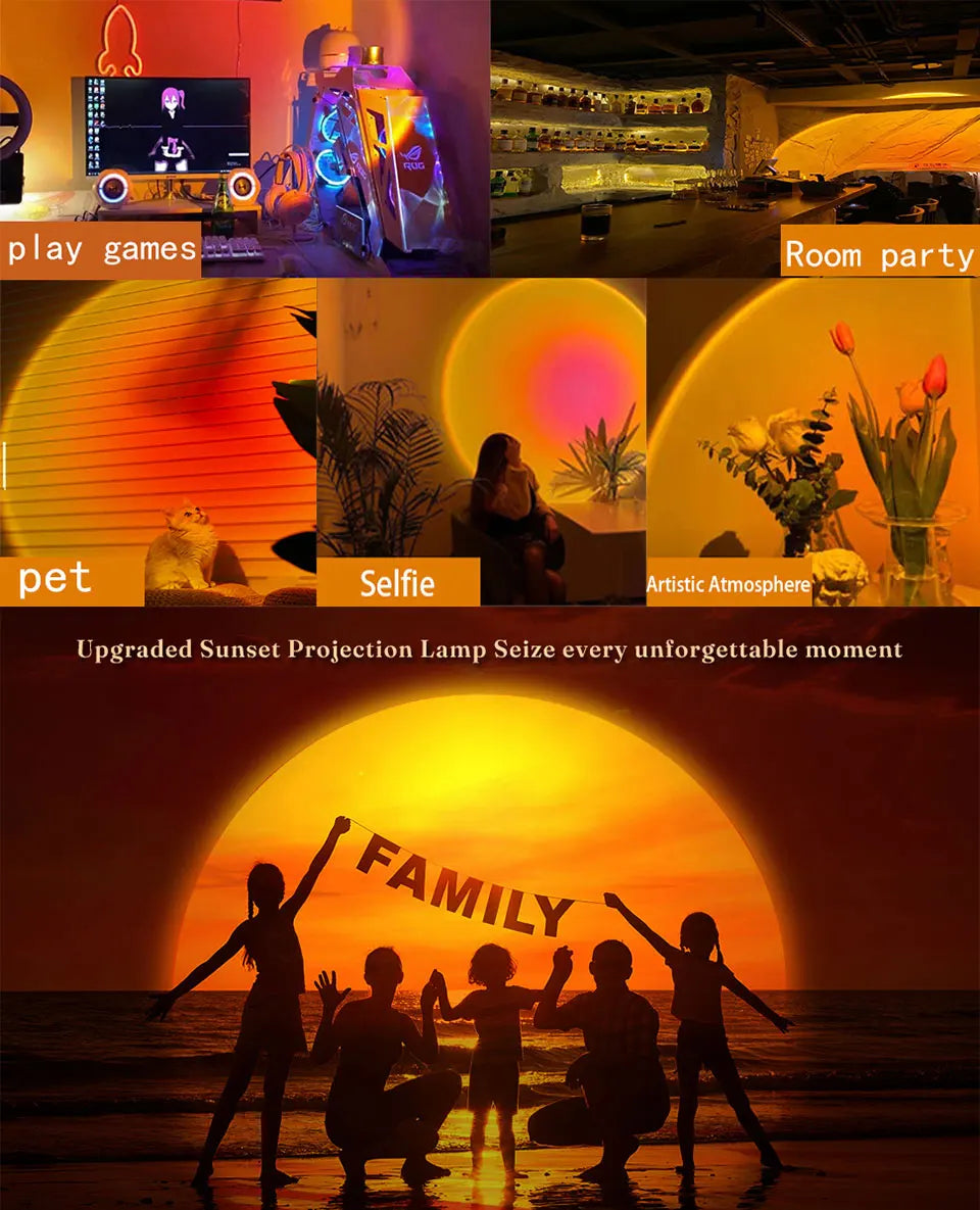 Tuya Smart Sunset Lamp Night Light Sunset Projector Smart Life APP Remote Led Lights Room Decoration Photography Birthday Gift