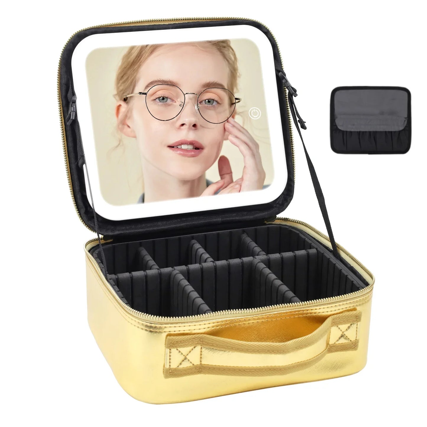 LED Lighted Travel Makeup Bag With Mirror Portable Waterproof Makeup Organizer Cosmetic Case, Birthday Gift For Girls Women