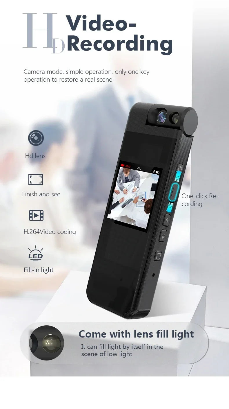 Mini Camera 1080P 2K HD Body Cam Portable Small Digital Video Recorder Police Night Vision Miniature Camcorder 1.3 Inch Bodycam