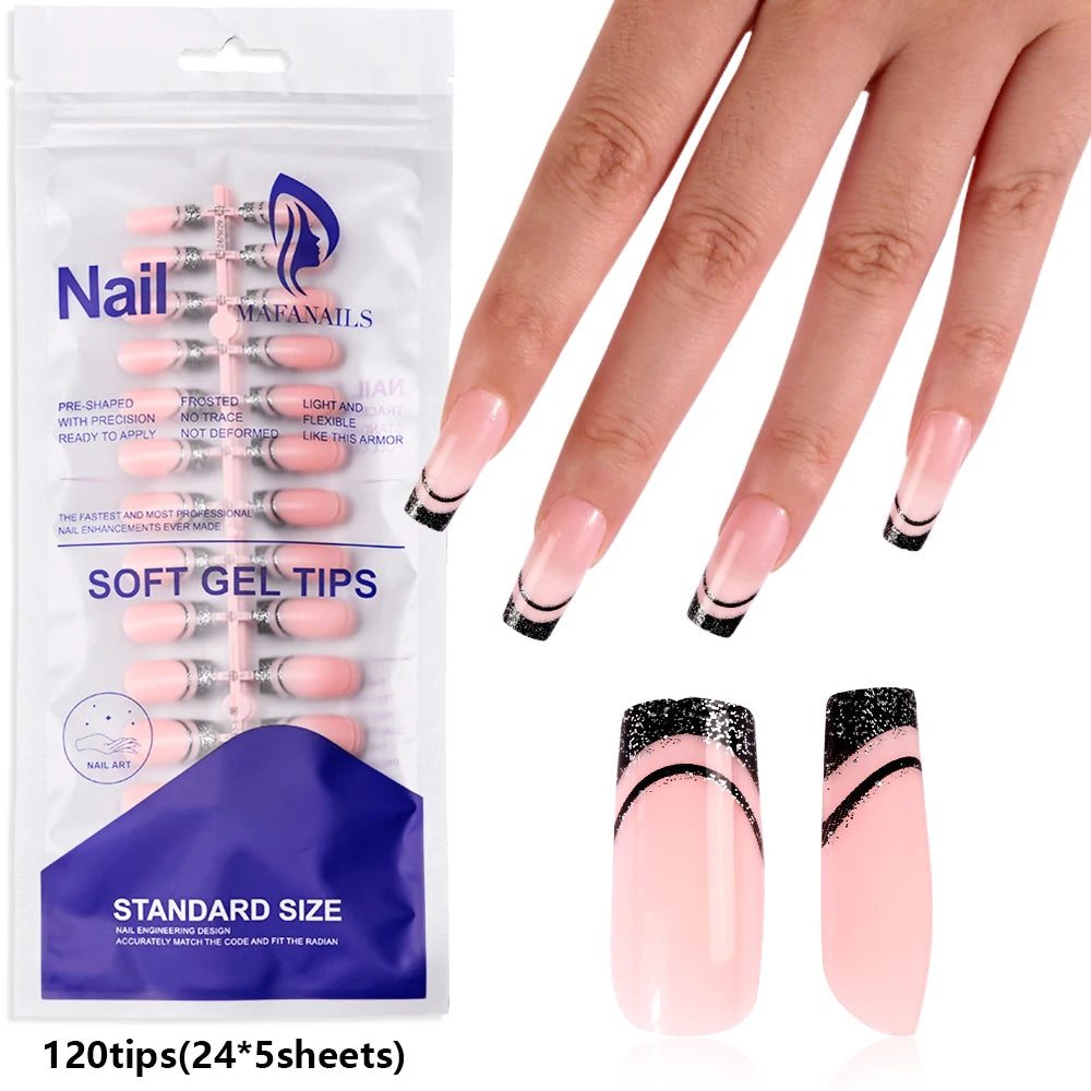 100Pcs Light Pink Press on Nails Short Medium Square Wearable Fake Nails Tips 10 sizes Full Cover False Nails Finger Decoration