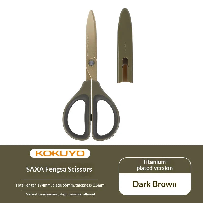Japan KOKUYO SAXA Safety Scissors,Portable Titanium Coated Non-stick Blunt Tip Multi-Purpose Scissors for Home,Kids Craft&Office